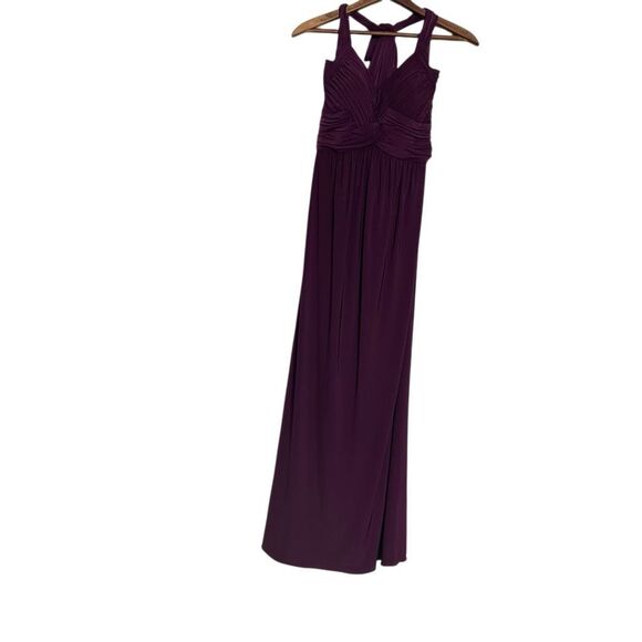 BCBG Paris Ruched Halter Neck Sleeveless Evening Maxi Gown Dress Purple Size 6 - Picture 1 of 9